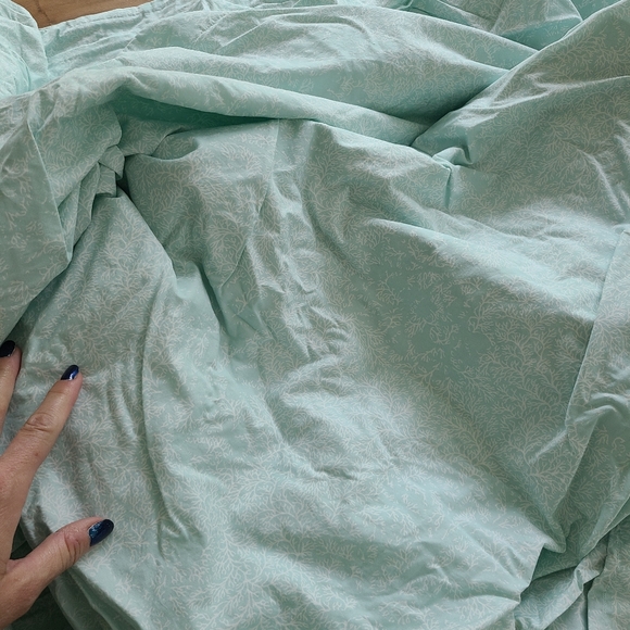 Martha Stewart Pima Cotton QUEEN duvet cover and 4 pillowcases seafoam - Picture 6 of 6